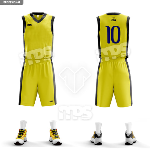 EQUIPO BASQUETBOL SUBLIMACION PROFESIONAL AMARILLO Y NEGRO